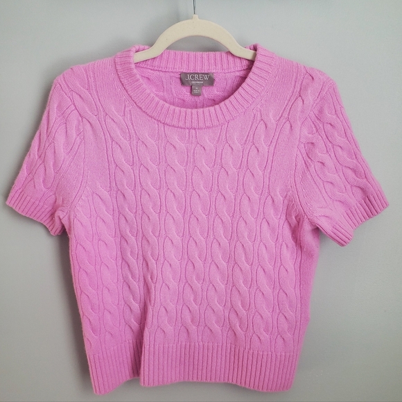 J. Crew Women’s Cashmere Cable Knit Sweater Pink Corpcore Preppy Size M - Picture 7 of 15